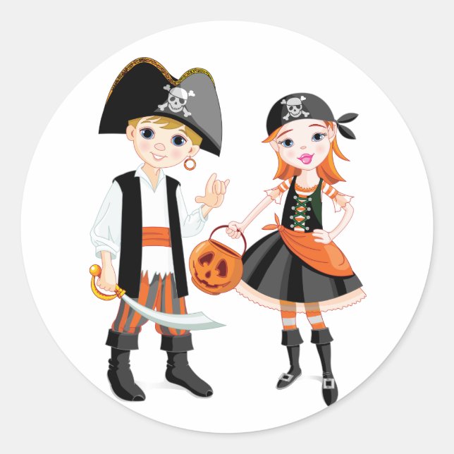 Piratenaufkleber für Junge und Mädchen Runder Aufkleber (Vorderseite)