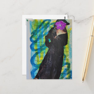 Piratendame mit violetter Blumen-Gesicht Mixed Med Postkarte
