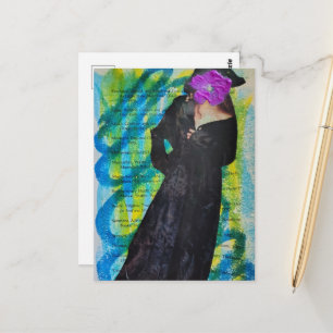 Piratendame mit violetter Blumen-Gesicht Mixed Med Postkarte