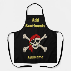 Piratendesign bearbeiten und Text hinzufügen, Schü Schürze