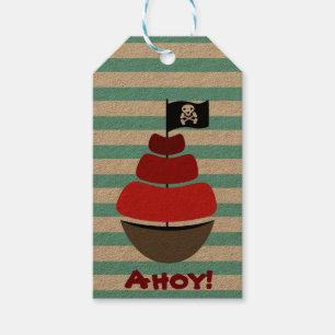 Piratendesign mit gestreiften Geschenketiketten Geschenkanhänger