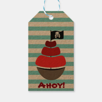 Piratendesign mit gestreiften Geschenketiketten Geschenkanhänger