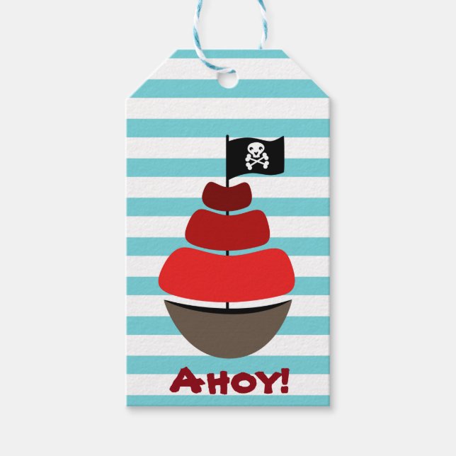 Piratendesign mit gestreiften Geschenketiketten Geschenkanhänger (Vorderseite)