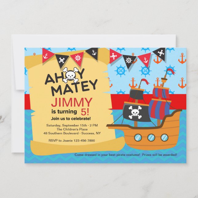 Pirateneinladung Einladung (Vorderseite)