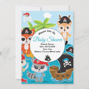 Pirateneinladung zur Babyshower-Party Einladung