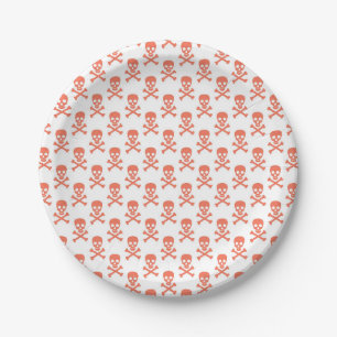 Piratenfisch Silhouette Crossbones Farbenfrohe Kin Pappteller