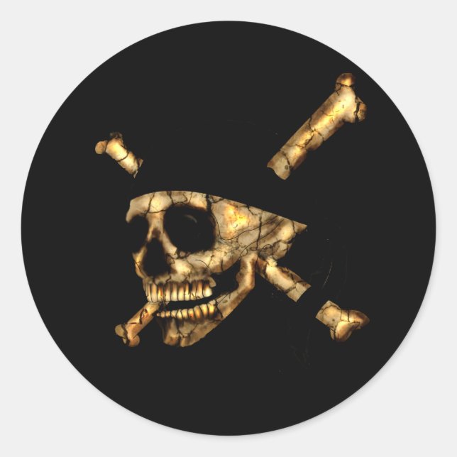 Piratenflagge #1-Burnt Runder Aufkleber (Vorderseite)