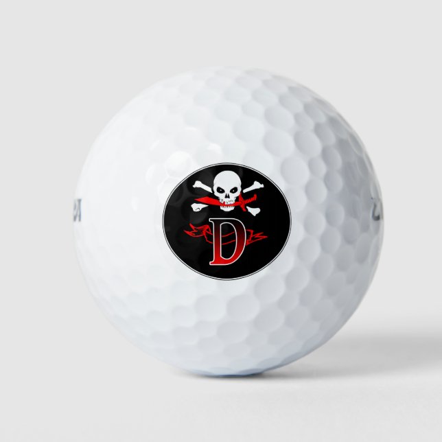 Piratenflagge D Monogram Golfbälle (Vorderseite)
