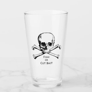 Piratenflagge "Fisch oder Köder schneiden" Glas