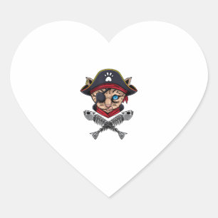 Piratenflagge-Flag Katzensprung und Kreuzknochen T Herz-Aufkleber