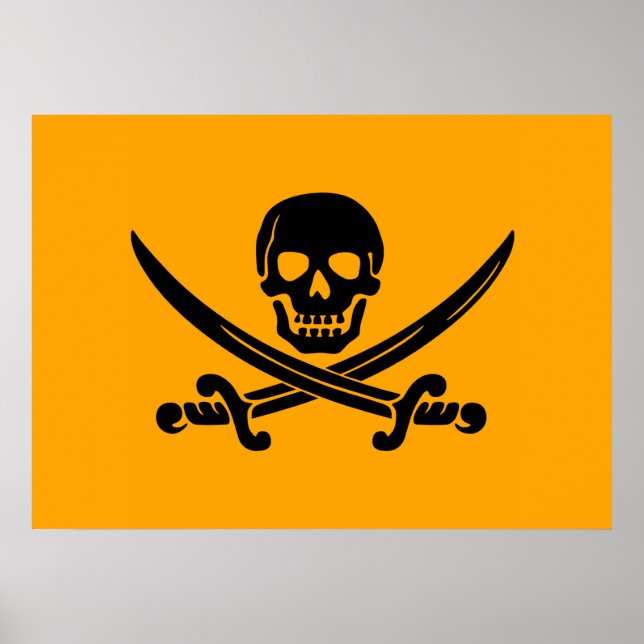 Piratenflagge Gelb und Schwarze Piratenflagge Poster (Vorne)