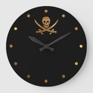 Piratenflagge Große Wanduhr