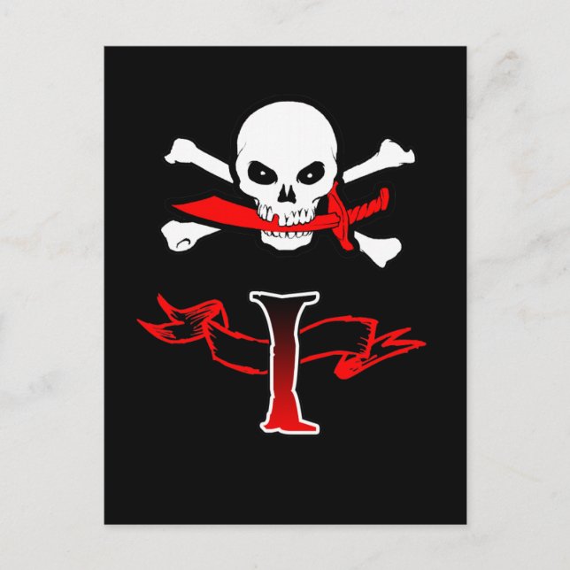 Piratenflagge I Monogramm Postkarte (Vorderseite)