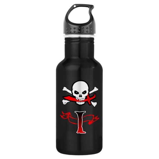 Piratenflagge I Monogramm Trinkflasche (Vorderseite)
