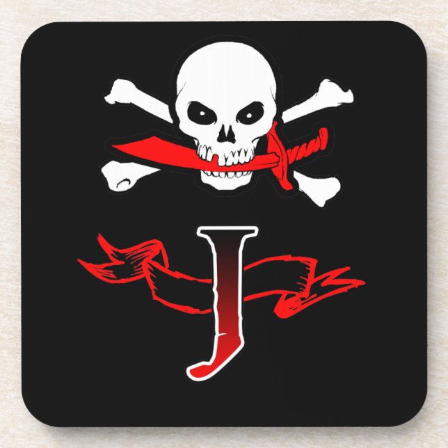 Piratenflagge J Monogramm Getränkeuntersetzer (Vorderseite)