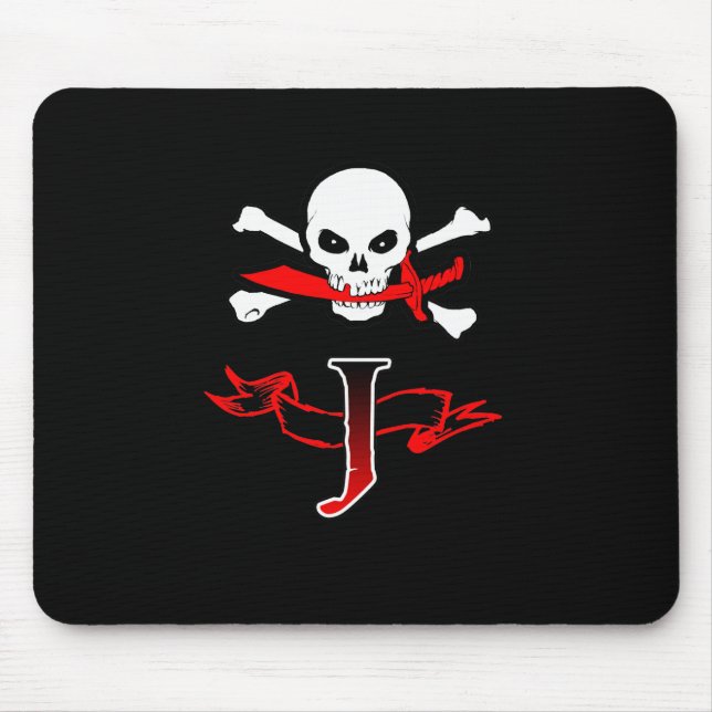 Piratenflagge J Monogramm Mousepad (Vorne)