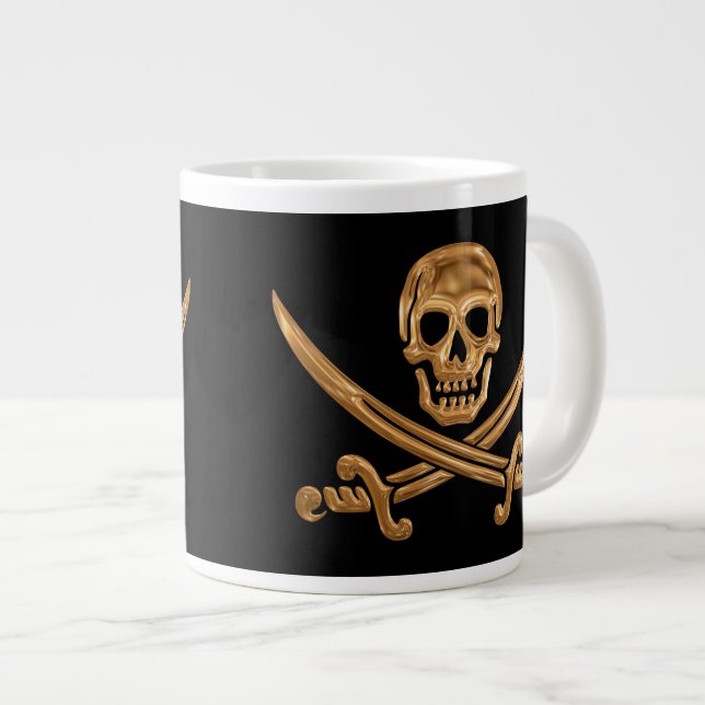 Piratenflagge Jumbo-Tasse (Vorderseite Rechts)