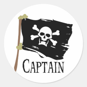 Piratenflagge-Kapitän Runder Aufkleber