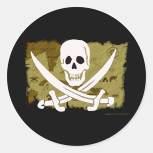 Piratenflagge-Karte #10 Runder Aufkleber