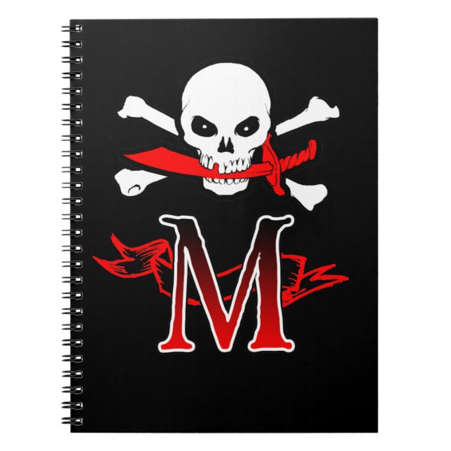 Piratenflagge M Monogramm Notizblock (Vorderseite)