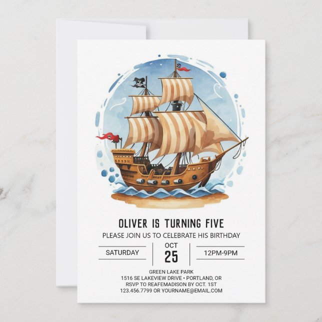 Piratenflagge Matey Pirate Geburtstag Einladung (Vorderseite)