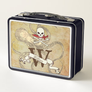 Piratenflagge Monogramm Metall Brotdose