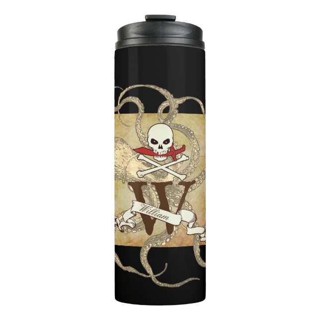 Piratenflagge Monogramm Thermosbecher (Vorderseite)