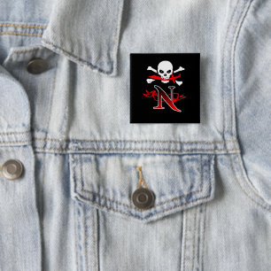Piratenflagge N Monogramm Button