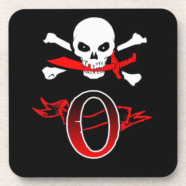 Piratenflagge O Monogramm Getränkeuntersetzer (Vorderseite)