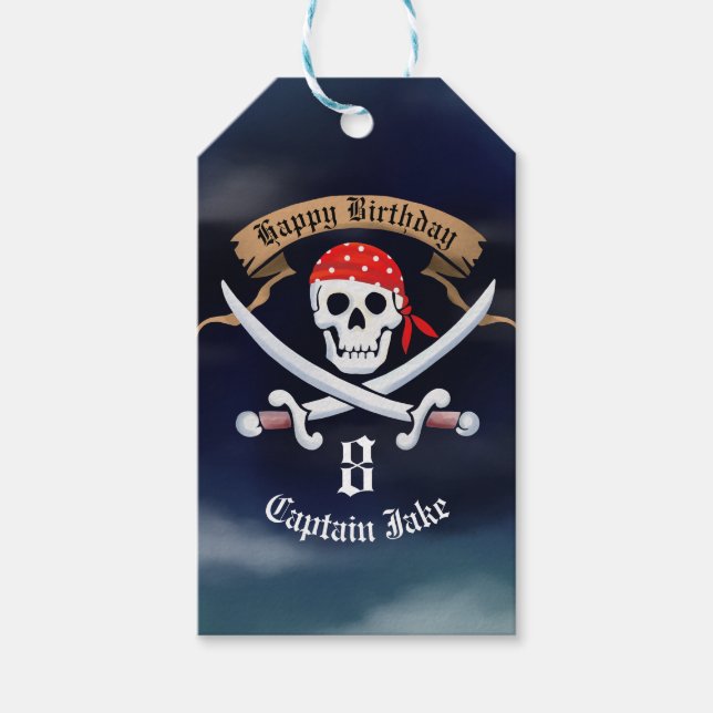 Piratenflagge Pirate Birthday Party Gefallen Geschenkanhänger (Vorderseite)