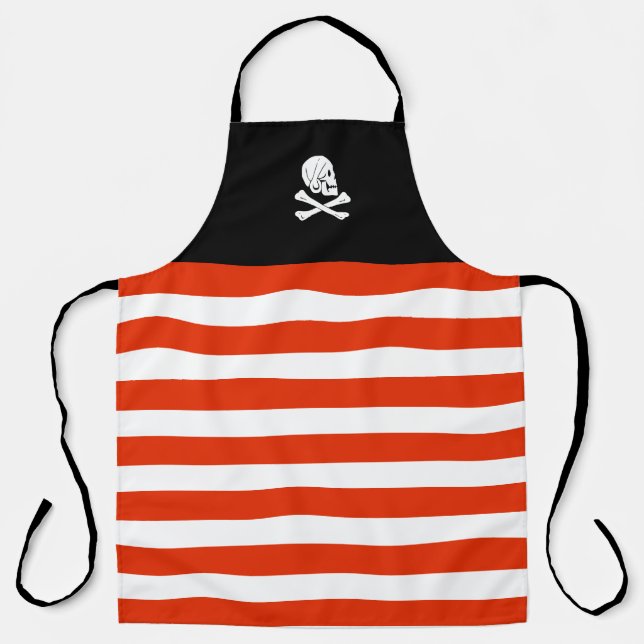 Piratenflagge Pirate Black und Red Birthday Schürze (Vorderseite)