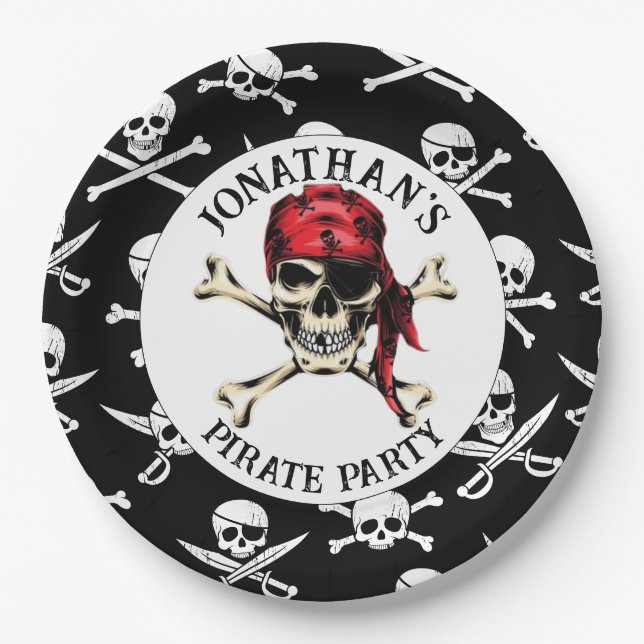 PIRATENFLAGGE PIRATE-Papierplatte Pappteller (Vorderseite)