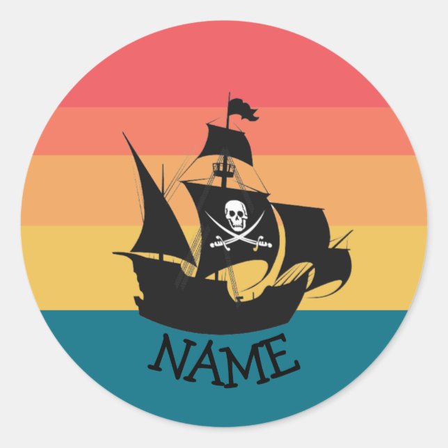 Piratenflagge Pirate Party Ship Runder Aufkleber (Vorderseite)