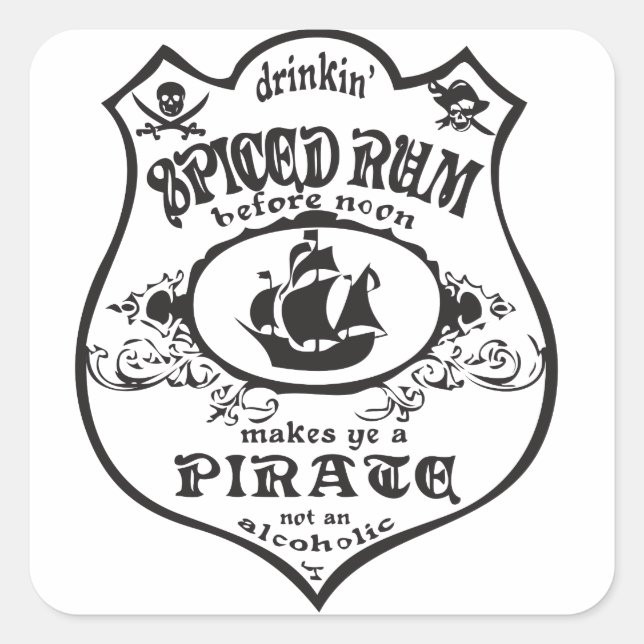 Piratenflagge Pirate Quadratischer Aufkleber (Vorderseite)