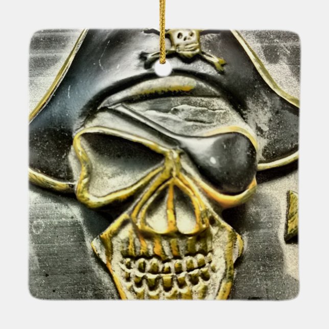 Piratenflagge Pirate Schatztruhe Keramikornament (Rückseite)