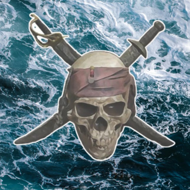 Piratenflagge Pirate Skull Aufkleber (Pirate Decal. Brand new pirate vinyl sticker can be placed on car windows, laptops, boats, car)