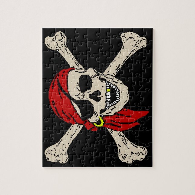 Piratenflagge Pirate Skull Bones Red Bandanna (Vertikal)