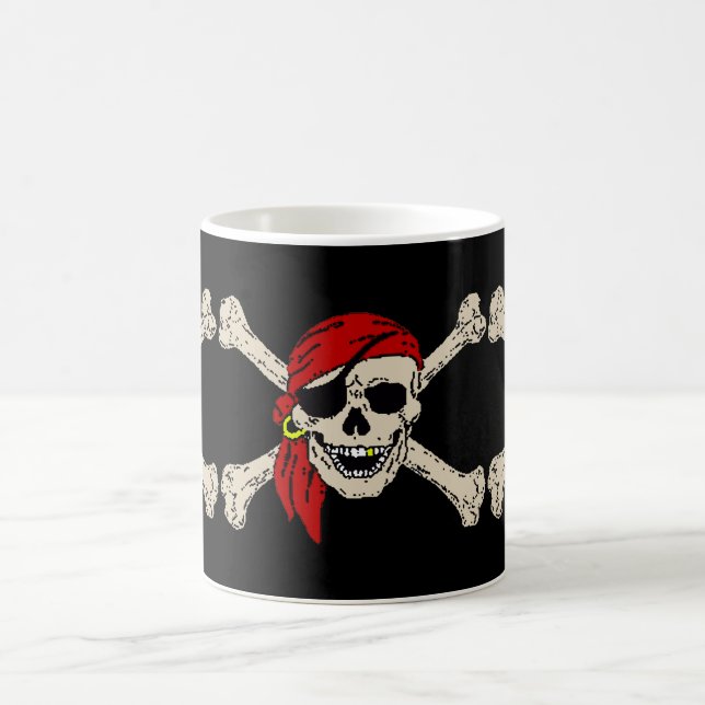 Piratenflagge Pirate Skull Bones Red Bandanna Kaffeetasse (Mittel)