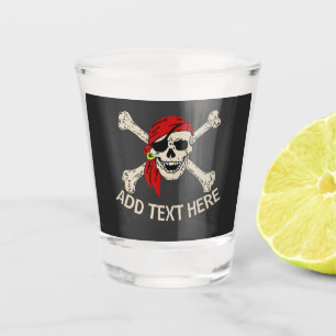 Piratenflagge Pirate Skull Bones Red Bandanna Schnapsglas