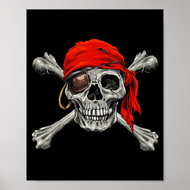 Piratenflagge Pirate Skull Crossbones Halloween Poster (Vorne)