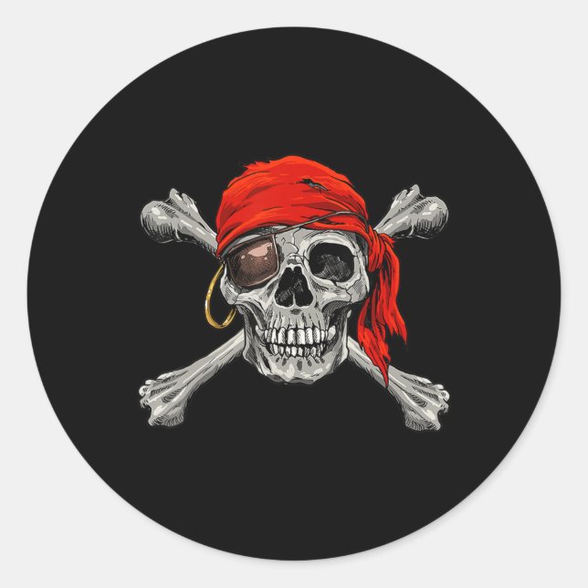 Piratenflagge Pirate Skull Crossbones Halloween Runder Aufkleber (Vorderseite)