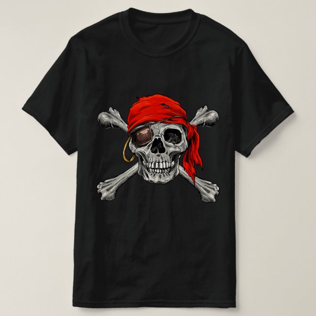 Piratenflagge Pirate Skull Crossbones Halloween T-Shirt (Design vorne)
