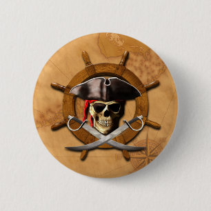 Piratenflagge-Piraten-Rad Button