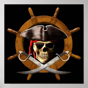 Piratenflagge-Piraten-Rad Poster