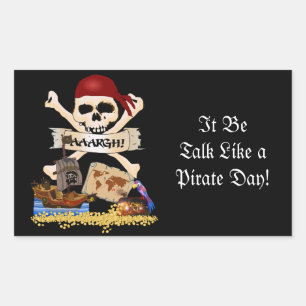 Piratenflagge, Piratenschiff und Piratenpost Rechteckiger Aufkleber