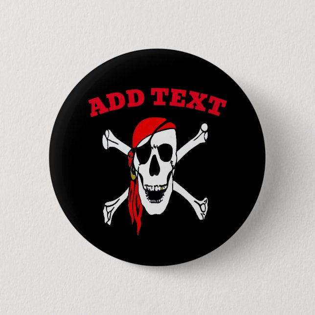 Piratenflagge Pirates Skull und Knochen Button (Vorderseite)