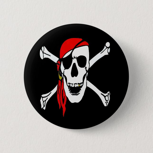 Piratenflagge Pirates Skull und Knochen Button (Vorderseite)