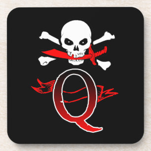 Piratenflagge Q Monogramm Untersetzer