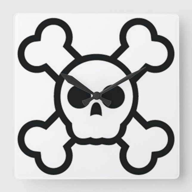 Piratenflagge Quadratische Wanduhr (Vorderseite)