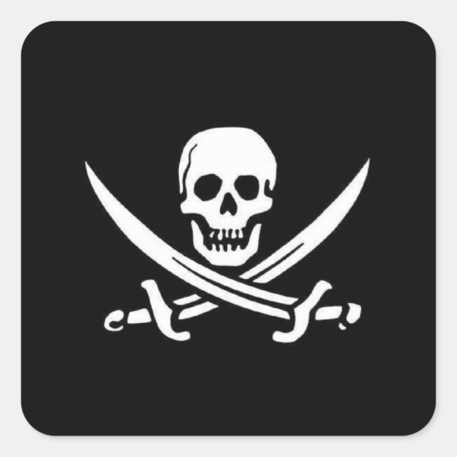 Piratenflagge Quadratischer Aufkleber (Vorderseite)